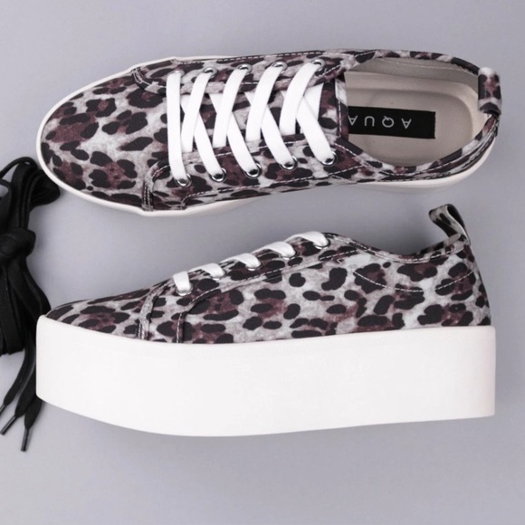 Aqua Leopard Print Women's Sneakers - Picture 5 of 10